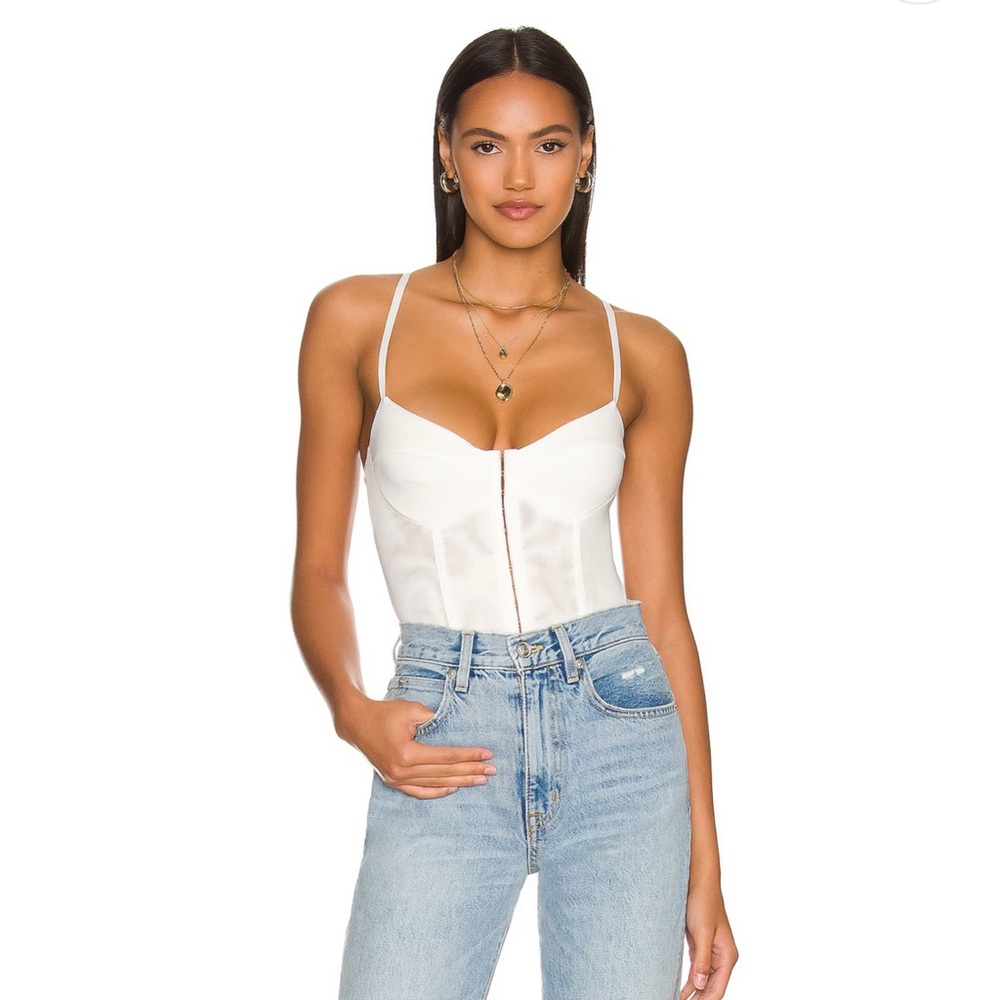 NWT Free People Intimately FP Night Rhythm Corset Bodysuit Color:Ivory Size:M